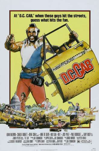 poster de Drew Struzan para la película DC Cab centrado en la imagen de Mr.T.