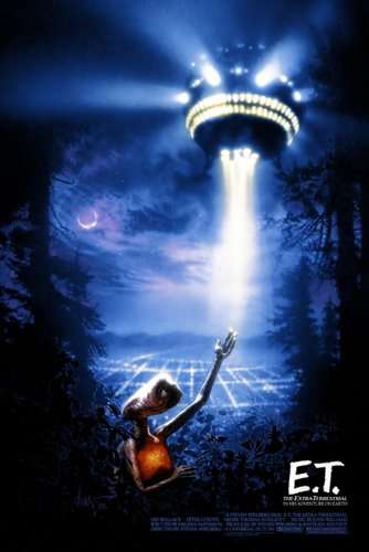 afiche de E.T.diseñado por Drew Struzan para el film de Steven Spielberg