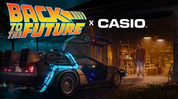 Afiche del lanzamiento de la edición limitada del reloj calculadora CA-53, usado por Marty McFly en Back to the Future.