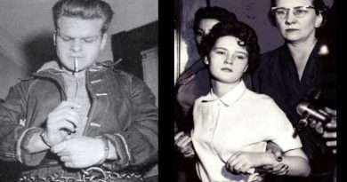 Charles Starkweather y Caril nn Fugate esposados tras su captura en 1958, udrante la ola de crimenes que inspiró la canción de Nebraska de Bruce Springsteen