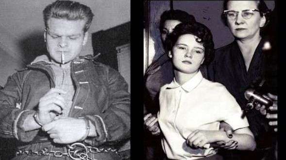 Charles Starkweather y Caril nn Fugate esposados tras su captura en 1958, udrante la ola de crimenes que inspiró la canción de Nebraska de Bruce Springsteen