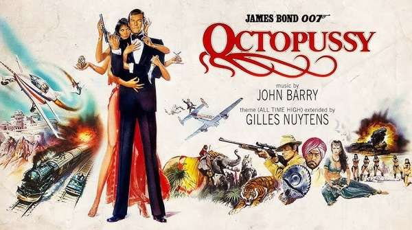 Póster de Octopussy con Roger Moore como James Bond – Diseño elegante de acción y glamour setentero.