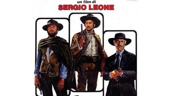 : Póster de The Good, the Bad and the Ugly de Sergio Leone – Composición épica de los tres protagonistas del spaghetti western.