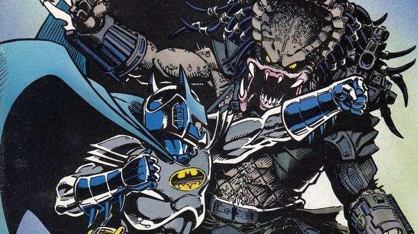 Portada del crossover S Batman vs Predator con el héroe enfrentando al yautja.