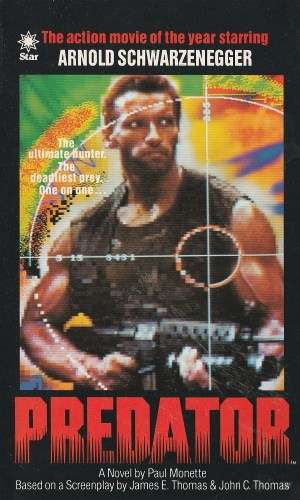 Cubierta original de la novelización de Predator de 1987, actualmente descatalogada.