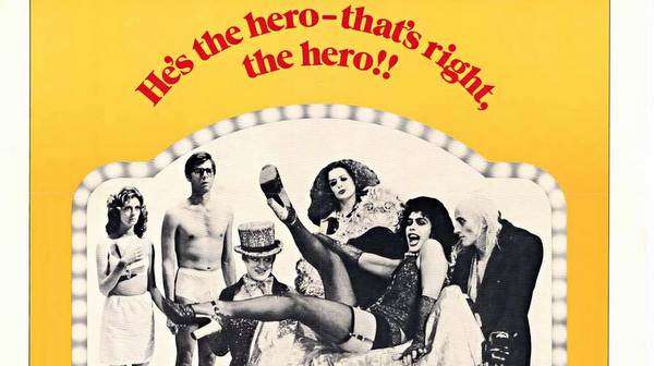 Póster original de The Rocky Horror Show (1975) con el icónico logo y labios rojos