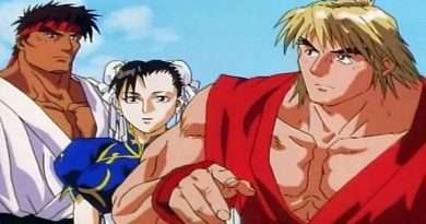 Ken, Ryu y Chun-Li preparados para el combate en una escena de Street Fighter II: The Movie (1994), con poses de artes marciales y tensión previa a la batalla