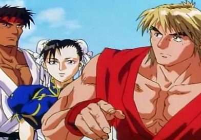 Ken, Ryu y Chun-Li preparados para el combate en una escena de Street Fighter II: The Movie (1994), con poses de artes marciales y tensión previa a la batalla