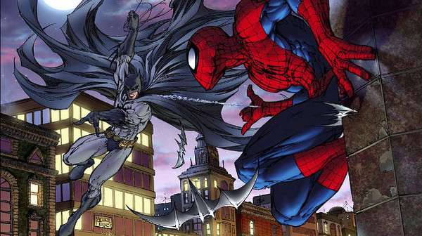 : Imagen del crossover Batman y Spider-Man enfrentando villanos