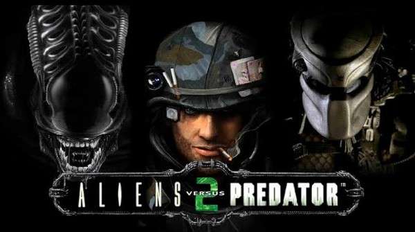 Poster promocional del videojuego Alien vs Predator 2 lanzado en 2001.