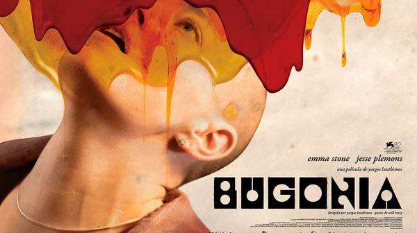Poster oficial de Bugonia, la nueva película de Yorgos Lanthimos protagonizada por Emma Stone y Jessie Plemons