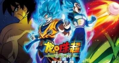 Póster oficial de Dragon Ball Super: Broly con Goku y Vegeta en pose de combate, y Broly en modo furia dominando el fondo con energía verde