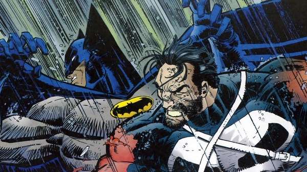 Portada del crossover Batman y The Punisher enfrentados