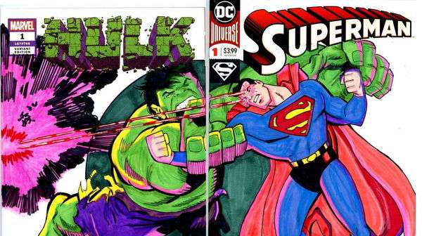 Portada del crossover Superman contra Hulk