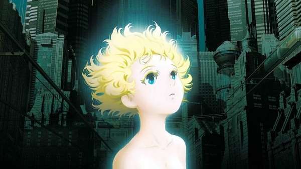 Póster oficial de la película Metropolis con la ciudad futurista como fondo