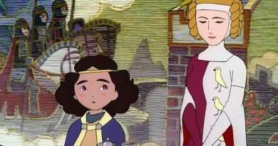 Escena de Princess Arete con la princesa de pie frente a un tapete medieval dentro de un castillo