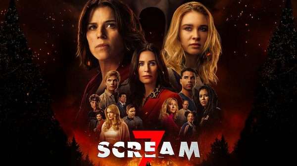 Scream 7: una secuela insípida atrapada por la nostalgia póster oficial de Scream 7 con el reparto completo.