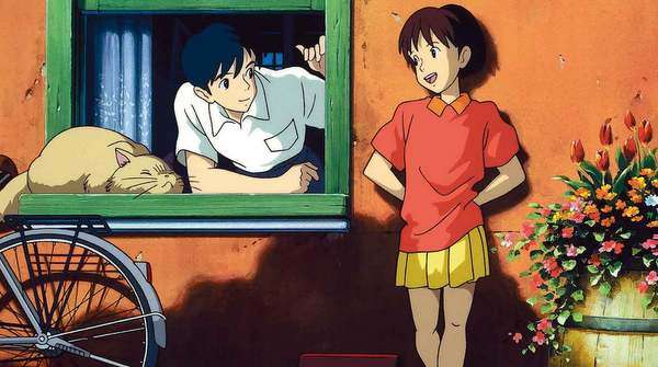 Póster oficial de Whisper of the Heart, película de animación de Studio Ghibli dirigida por Yoshifumi Kondō.