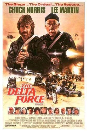 Póster de The Delta Force con Chuck Norris como integrante de la unidad militar antiterrorista