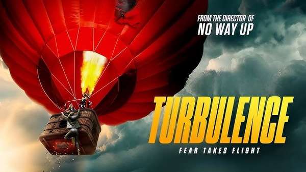 Póster oficial de Turbulence 2026, thriller aéreo ambientado en un globo aeroestático.