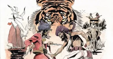 Ilustración clásica de Sandokan realizada por Carlo Rispoli para las novelas de Emilio Salgari