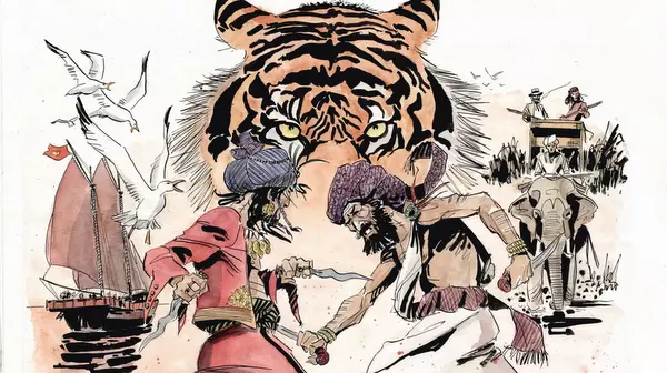 Ilustración clásica de Sandokan realizada por Carlo Rispoli para las novelas de Emilio Salgari