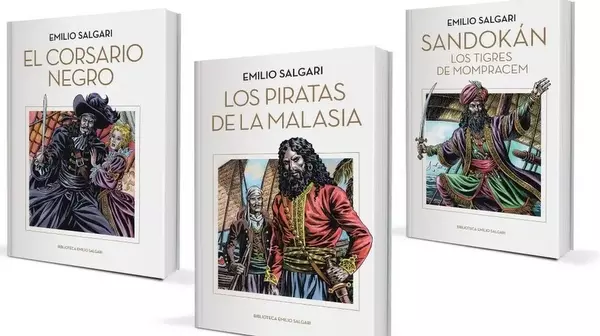 Colección Clarin de libros de Emilio Salgari con la saga de Sandokan