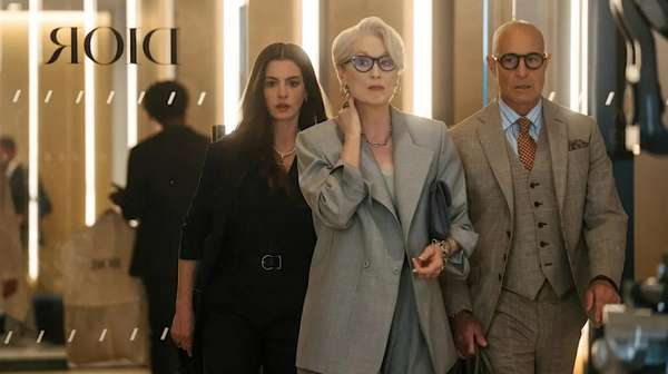Anne Hathaway, Meryl Streep y Stanley Tucci en una escena de El diablo viste a la moda 2
