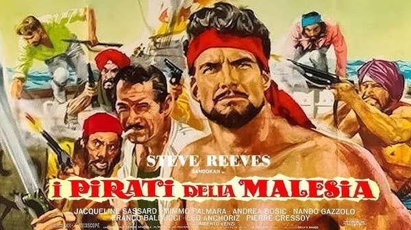 Póster oficial de Pyrates of Malasya con Steve Reeves como Sandokán