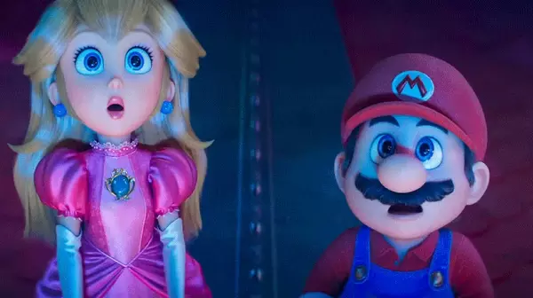 Mario y Peach en una escena de la película Super Mario Galaxy.