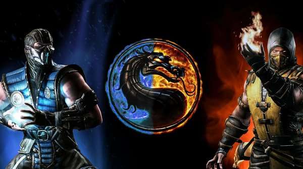 Scorpion y Sub-Zero enfrentados en pose de combate en Mortal Kombat