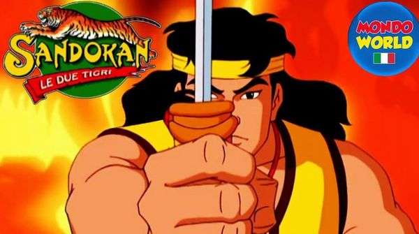 Retrato de Sandokán con estilo animé en la serie de Mondo TV