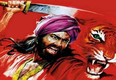 Póster ilustrado de Sandokán 1976 con Kabir Bedi y un tigre