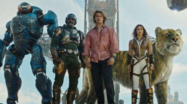 El reparto principal de Amos del Universo en una escena ambientada en Eternia. 