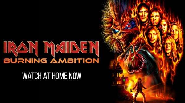 Poster promocional de Iron Maiden: Burning Ambition, documental dedicado a la trayectoria de la legendaria banda británica de heavy metal. Foto 2: Imagen de archivo de Iron Maiden en