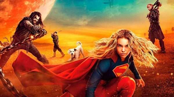 Póster alternativo de Supergirl con los principales personajes de la película y el elenco completo.