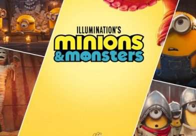 Póster oficial de la película Minions y Monstruos, producción animada de Illumination.